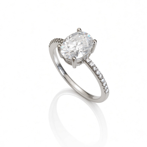 ANEL MEIA ALIANCA MOISSANITE OVAL 9 MM