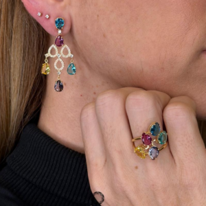 ANEL GOTAS DE ZIRCONIAS COLORIDAS