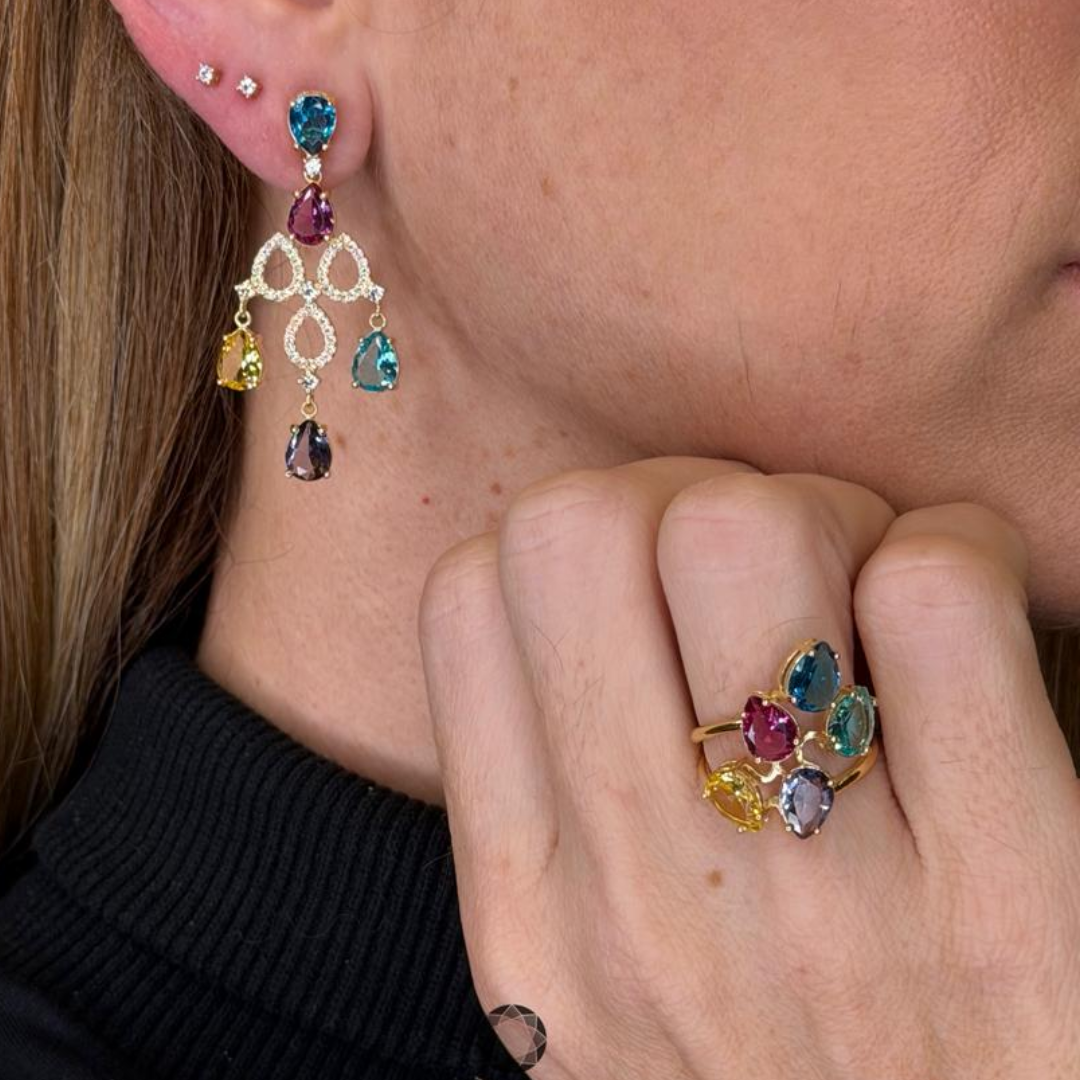 ANEL GOTAS DE ZIRCONIAS COLORIDAS