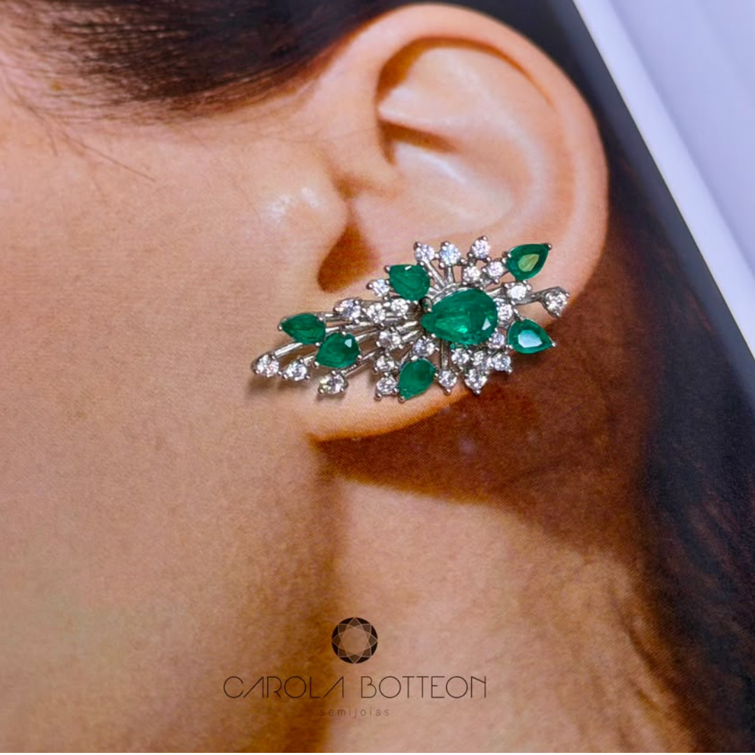 EAR CUFF NAVETE E GOTAS ESMERALDA
