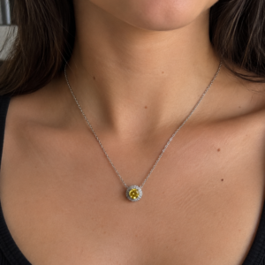 COLAR FINO PINGENTE REDONDO YELLOW FANCY