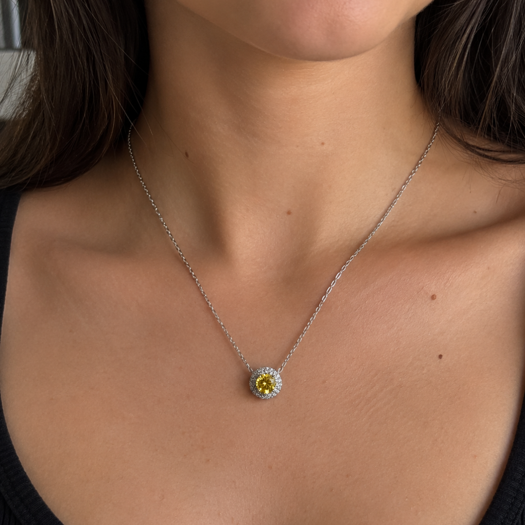 COLAR FINO PINGENTE REDONDO YELLOW FANCY